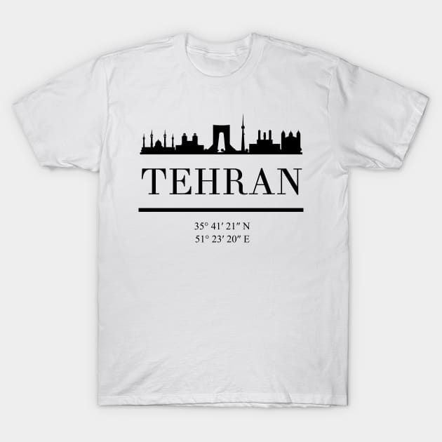 TEHRAN IRAN BLACK SILHOUETTE SKYLINE ART T-Shirt by deificusArt